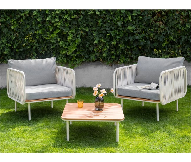Beliani Conjunto longue SENISE Blanco/ Gris