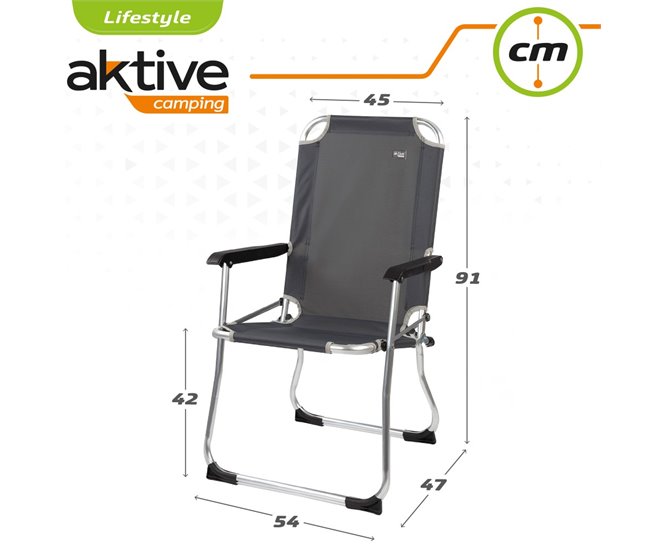 Silla plegable de aluminio fija Aktive Gris