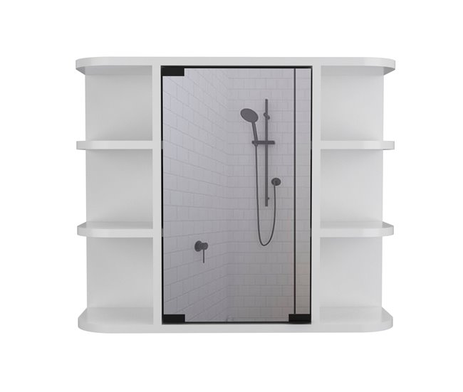 Armario de Pared para Baño Milán con Estantes y Espejo Blanco