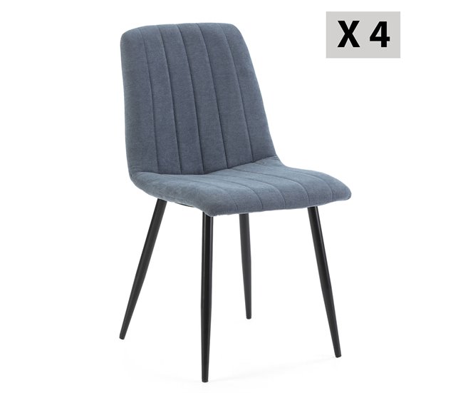 Pack 4 sillas comedor Sagi tapizadas Azul