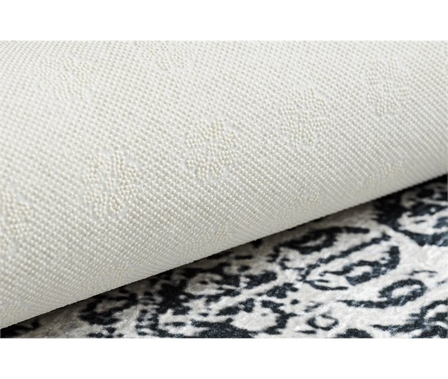 Alfombra lavable ANDRE 1072 Rosetón vintage 120x170 Blanco/ Gris