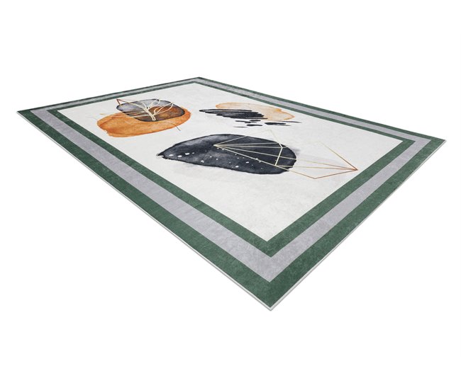 Alfombra lavable ANDRE 1088 Abstracción Marco 80x150 Blanco/ Gris