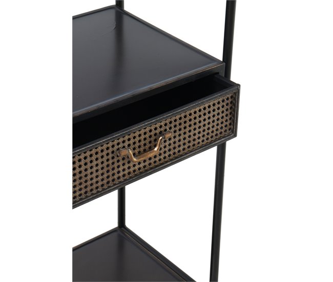 Estantería de 1 cajón con estructura de metal Negro