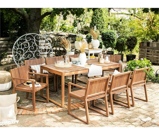 Beliani Conjunto de comedor SASSARI Madera Clara