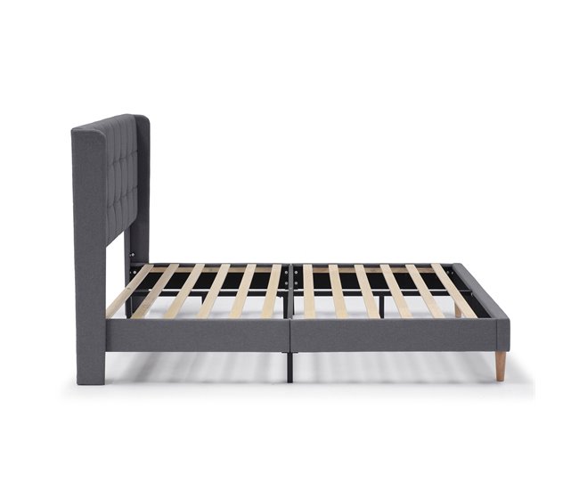 Estructura de Cama tapizada Esther 135x190 Gris Oscuro