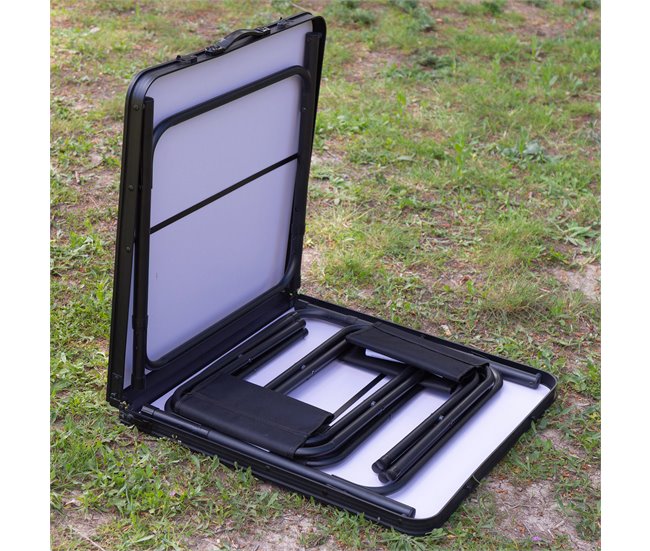 Aktive Mesa plegable aluminio bambú con 4 taburetes Negro/ Madera