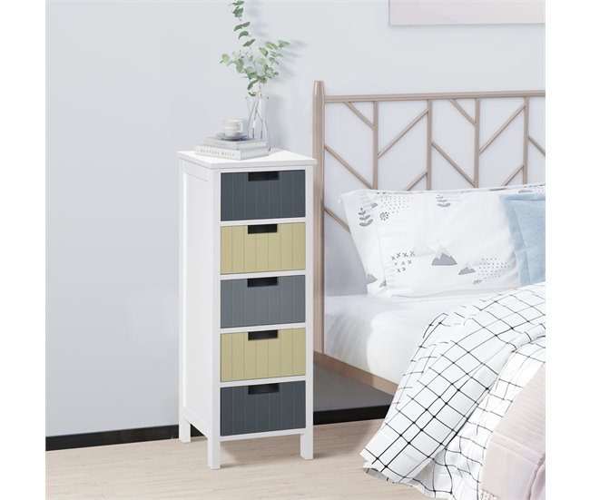 Cómodo de Madera MDF HOMCOM, hogar - muebles de dormitorio 35 Multicolor