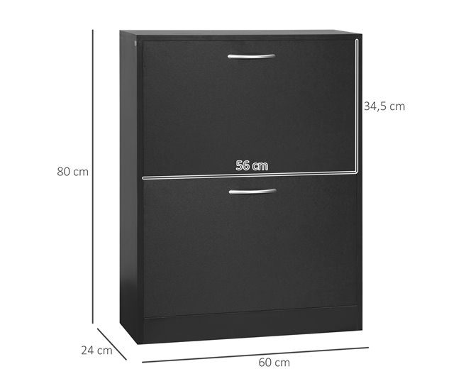 Armario para Zapatos Melamina de Madera HOMCOM Negro