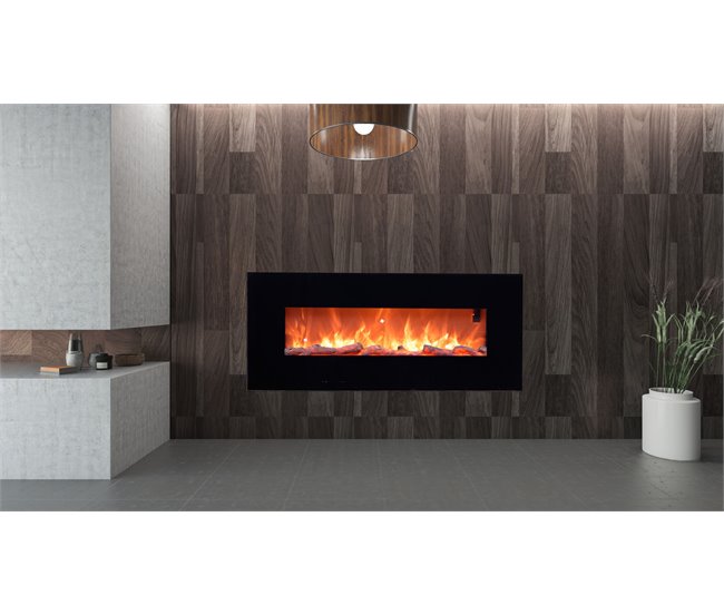 Chimenea eléctrica mural SINED CAMINETTO STELVIO negra Negro