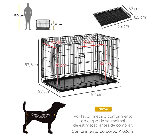 Jaula de Perro Acero, ABS PawHut Negro