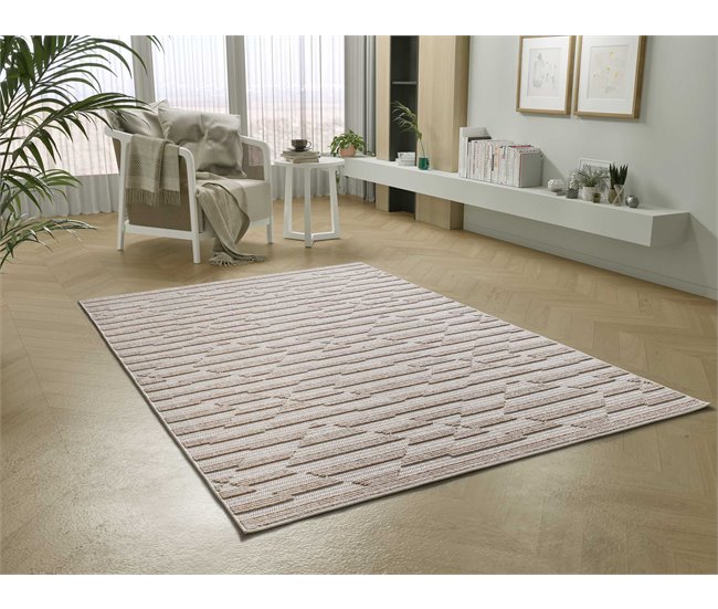 Alfombra con relieve de estilo étnico ELEMENT - ATTICGO 77x150 Beige