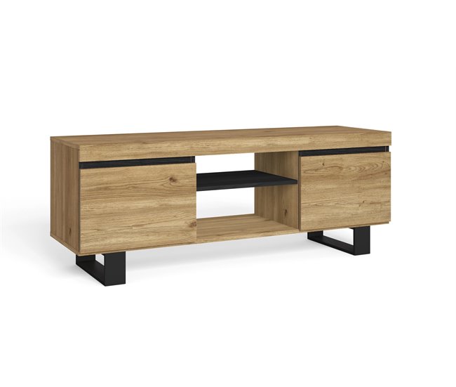 Mueble de TV con patas NATURALE Roble/Negro 140x40x43cm Marron