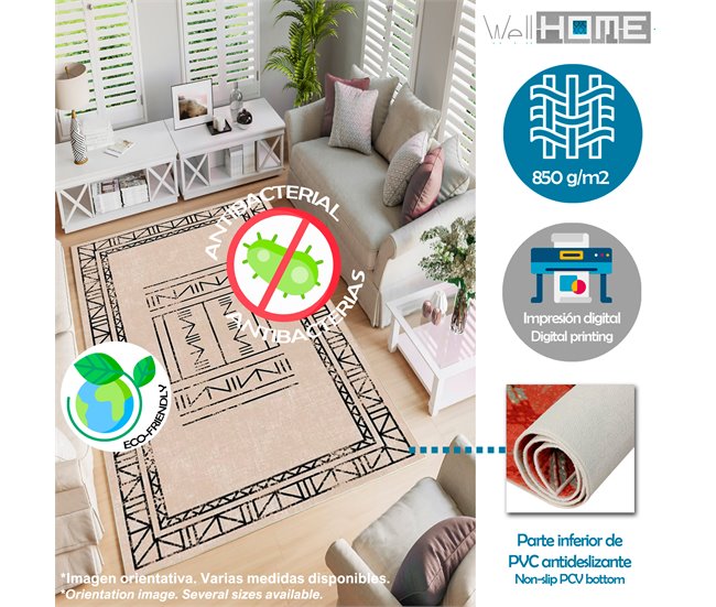 Alfombra De 180 X 280Cm 280x180 Beige