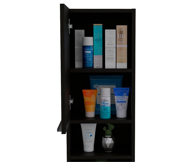 Armario de Pared baño Mila, con estantes Negro