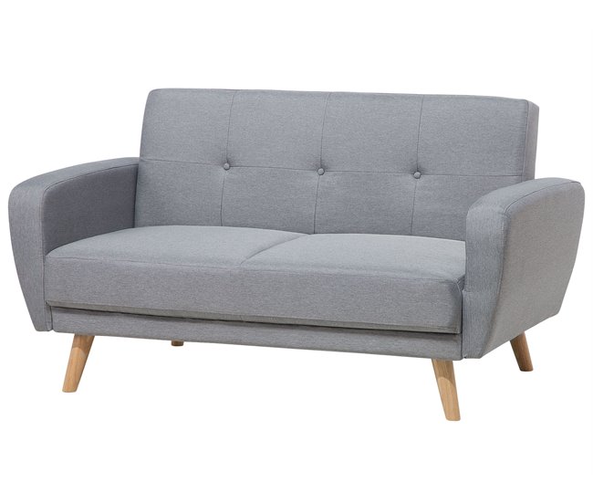 Beliani Sofá de 2 plazas Poliéster FLORLI Gris Claro