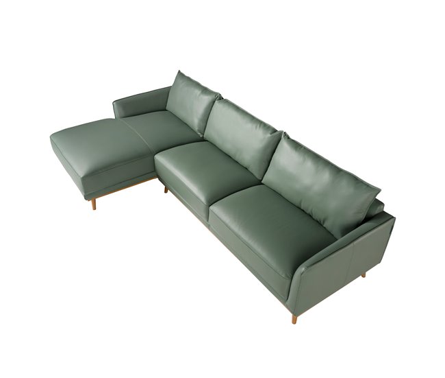ANGEL CERDÁ Sofá chaise longue izquierda piel Verde