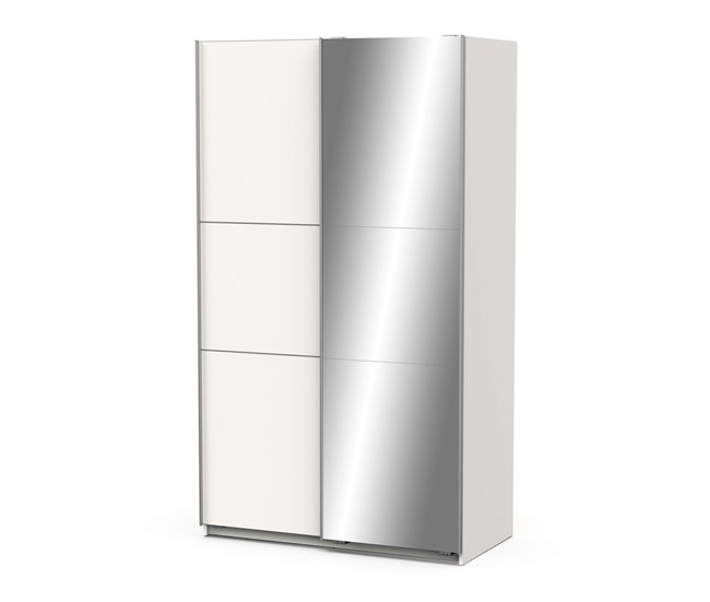 Armario Alto 2 Puertas Correderas con Espejo Ghost Blanco