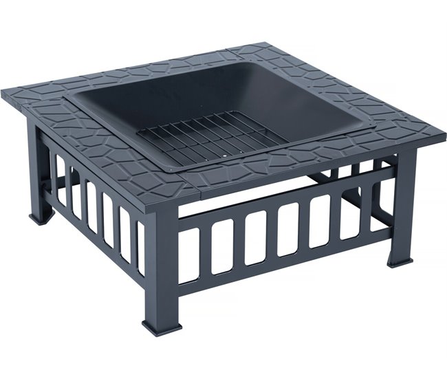 Barbacoa 3 en 1 con tapa anti-brasas «Flaméo» Negro