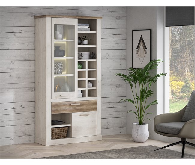 Vitrina doble 2 puertas VERONA Blanco/ Madera