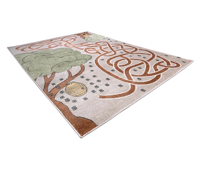 Alfombra FUN Honey para niños oso abejas 140x190 Beige