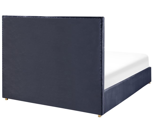 Beliani Cama con somier Terciopelo VERNOYES 170x214 Negro