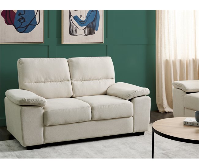 Beliani Sofá de 2 plazas Poliéster VOGAR Beige