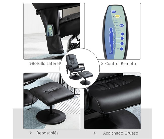 Sillón de Masaje Eléctrico PU y Acero HOMCOM Crudo