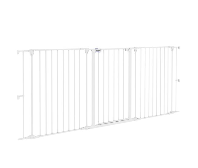 Barrera para Perros Acero, Plástico PawHut Blanco