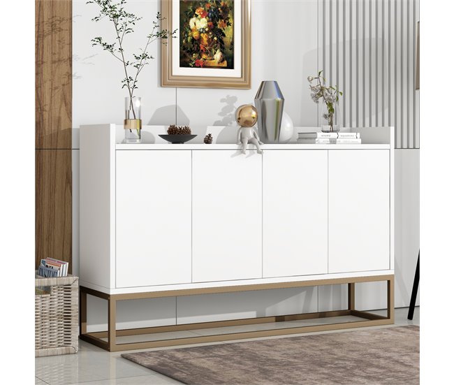 Aparador, 4 puertas, mueble comedor, comedor, sala, cocina 120 Blanco