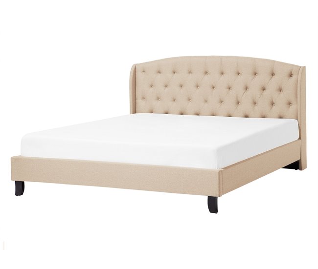 Beliani Cama con somier Poliéster BORDEAUX 147x217 Beige
