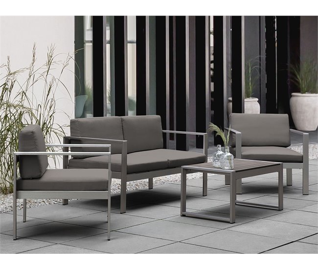 Beliani Banco Aluminio SALERNO 142x70 Gris