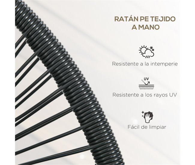 Silla de Ratán Acero, PE Negro