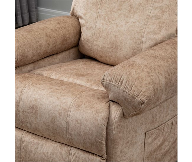 Sillón Relax Reclinable Poliéster, Espuma, Metal HOMCOM Crudo