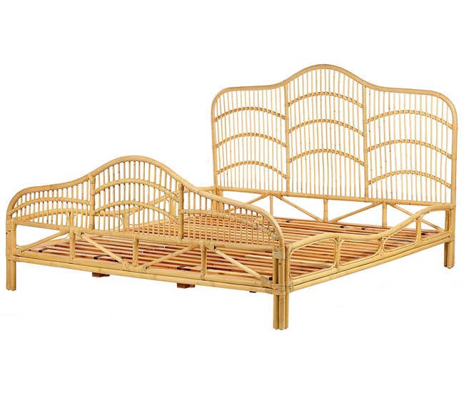 Beliani Cama Ratán DOMEYROT 187x207 Marron