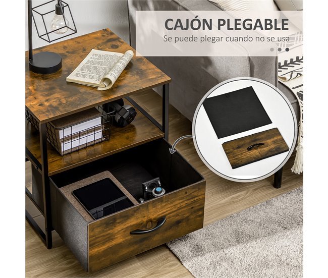 Armario de Salón Poliéster, Acero, MDF HOMCOM 45 Rojo