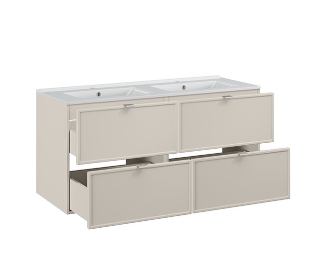 Conjunto de muebles con lavabo encastrado y columna Alba 120 Beige