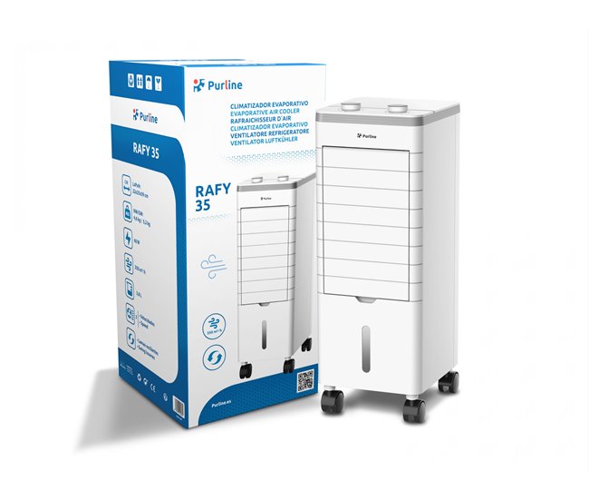 Climatizador Evaporativo compacto con lamas abatibles Blanco