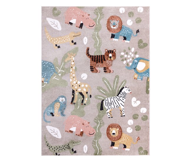 Alfombra FUN Africa para niños animales 80x150 Beige