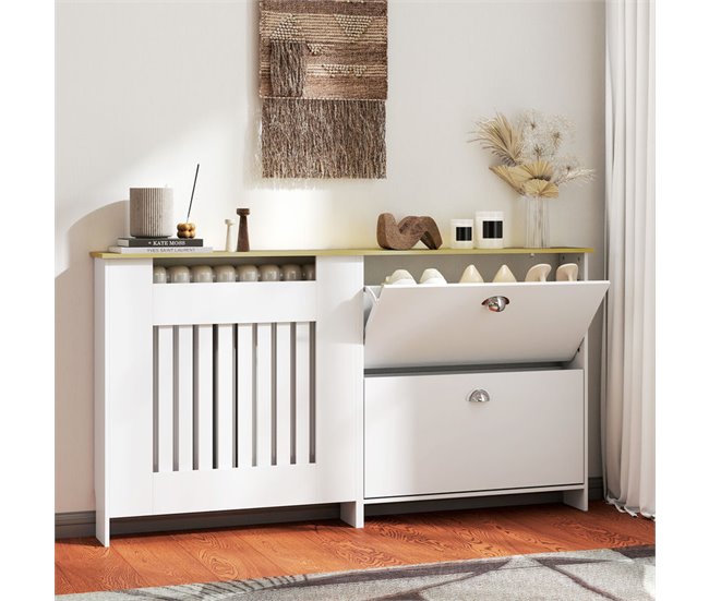 Cubre Radiadores Melamina de Madera, MDF HOMCOM Blanco