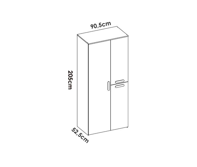 Armario Leka  puertas + barra +  estantes Blanco