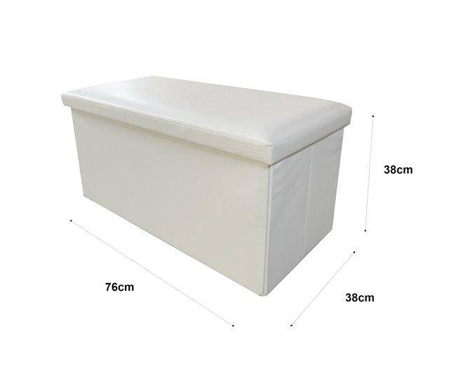 Puff Ottoman Almacenaje Rectangular Polipiel Plegable Beige