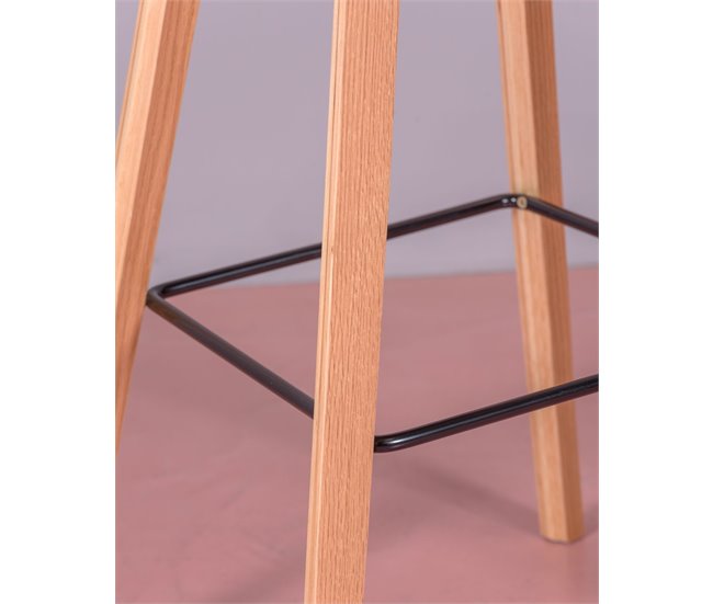 Taburete nórdico con patas de madera de haya  - Daxer Gris Claro