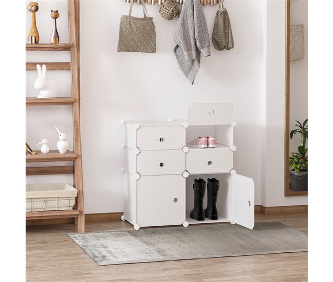 Armario Modular Plástico PP HOMCOM, hogar - muebles de recibidor 75 Blanco