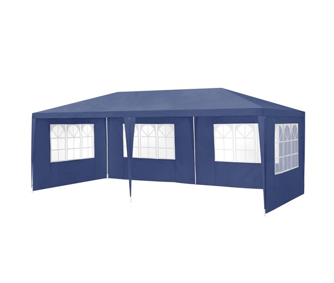 Carpa Pabellón para jardín Wedau metal 600x300 Azul