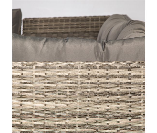 Set rinconera SEMINYAC III con mesa y puffs marrón Marron