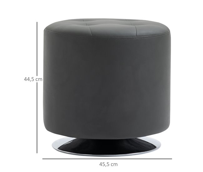 Reposapiés Otomano Giratorio PU, Espuma, Metal Galvanizado HOMCOM Gris