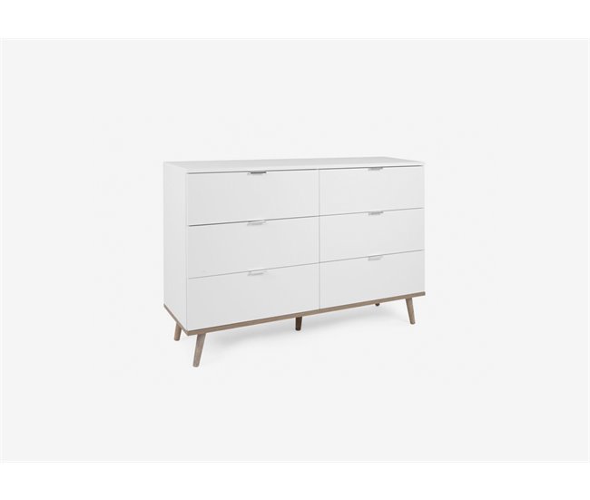 Cómoda doble con 3+3 cajones NORDIC Blanco/ Madera