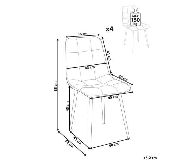 Beliani Silla de comedor POWELL Naranja