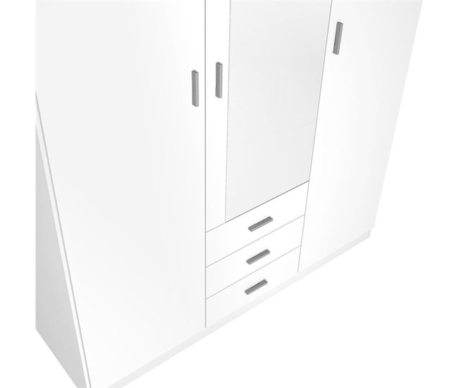Armario Roma  puertas +  cajones con espejo sahara 148 Blanco
