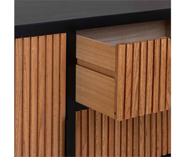 Aparador de 3 cajones y 2 puertas de madera y metal Marron